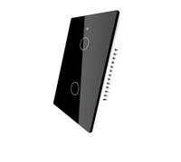 Interrupteur tactile mural WiFi 2,4 G + BLE + RF 433 MHz, verre trempé noir, 2 touches, 120 x 72 x 38 mm pour boîte 503 italienne, application TUYA Smart Life