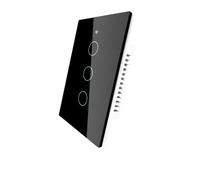 Interrupteur tactile mural WiFi 2,4 G + BLE + RF 433 MHz, verre trempé noir, 3 touches, 120 x 72 x 38 mm pour boîte 503 italienne, application TUYA Smart Life