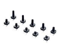 Interrupteur tactile série 6x6, 20 pièces, 6x6x4.3/5/6/7/8/9/10mm, broches, support Horizontal de 2/4 pieds, bouton-poussoir, DIP PCB(Middle 2Pin,6x6x7mm)