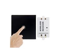 Interrupteur Tactile Simple Voie Sans Fil Récepteur Portée 30 Mètres Design Noir