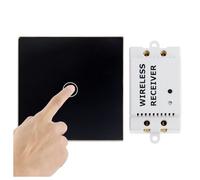 Interrupteur Tactile Simple Voie Sans Fil Récepteur Portée 30 Mètres Design Noir YONIS
