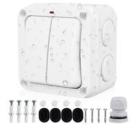 Interrupteur universel résistant aux intempéries - Double interrupteur : IP66 - Résistant aux intempéries - Avec témoin lumineux et interrupteur indépendant - Double interrupteur étanche 16 A pour