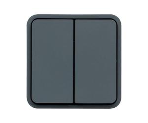 Interrupteur va et vient double Cubyko étanche IP55 gris - HAGER WNA040