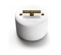 Interrupteur va-et-vient en porcelaine blanche et métal laiton vielli Do - Fontini