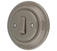 Interrupteur va-et-vient encastré en porcelaine rétro, tout-en-un, série PR1 gris-beige