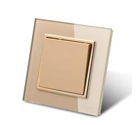 Interrupteur va et vient,interrupteur mural Panneau Verre Or 1 voie,interrupteur mécanique mural 86 mm, interrupteur standard 10 Amp, 250 V