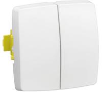 Legrand Interrupteur double 086120L – va-et-vient/poussoir, saillie composable blanc, bornes auto