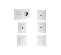 Interrupteur va et vient + prise TV + RJ45 + double prise affleurante - Artezo Zenitech