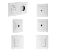 Interrupteur va et vient + prise TV + RJ45 + double prise affleurante - Artezo Zenitech