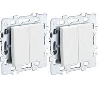 Interrupteur va et vient - Prises electriques Standard - Prise extra plate - Prise murale - Interrupteur va et vient sans Fil - Prise murale - Gamme Casual - Mecanisme Bp+Vv + Cache Blanc + Support