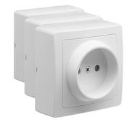 Interrupteur va et vient - Prises electriques Standard - Prise extra plate - Prise murale - Interrupteur va et vient sans Fil - Prise murale - Gamme Blok - Prise 2P Blanc - Debflex (Lot de 3)