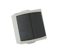 Interrupteur va et vient - Prises electriques Standard - Prise extra plate - Prise murale - Interrupteur va et vient sans Fil - Gamme Perle/Appareillage en saillie étanche/Double va et vient IP65 - Gris 730150