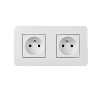 Interrupteur va et vient - Prises electriques Standard - Prise murale - Interrupteur va et vient sans Fil - Prise murale Casual Complet Double Prise 2P+T 16A Precablee Blanc Brillant