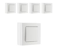 Interrupteur va-et-vient - ZENITECH - Lot de 5 - 10A - Saillie - Bornes automatiques - Blanc - 2300W max - 230V