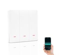 Interrupteur Variateur de Lumiere WiFi, 2 Gang 1 Voie Interrupteur Gradateur Compatible avec la Commande Vocale Alexa/Google Home, Contrôle à distance via l'app Tuya/Smart Life,Aucun fil Neutre Requis
