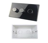 Interrupteur variateur d'intensité triple LED, 3 positions, 2 voies, nickel noir, panneau en acier inoxydable, bouton métallique(Dimmer with box)