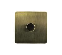 Interrupteur variateur mural WALLPAD, disponible en versions 1, 2, 3 et 4 voies, avec bouton moleté et panneau en acier inoxydable à 2 voies. Finition bronze antique rétro.(1G Toggle,86x86mm)