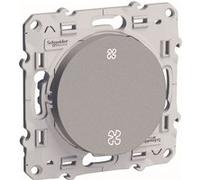 Schneider Electric Interrupteur VMC Odace Alu Blanc 2 Vitesses Sans Arrêt 3 Bornes Sans Vis ON-OFF Rotatif Bouton Poussoir IP20
