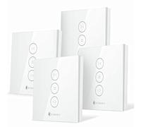 Interrupteur Volet Roulant Connecté, Etersky Interrupteur WiFi Mural de Rideau Compatible avec Alexa et Google Home, Interrupteur Tactile WiFi, Timer et Partager 4 Packs【Besoin d'une Ligne Neutre】