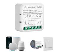 Interrupteur WIFI, 16A Interrupteur Connecté, 2.4G Smart Elais Module Compatible avec Tuya/Sm art Life APP, Mini Smart Switch compatible avec Alexa/Assistant, Conducteur Neutre Nécessaire