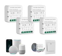 Interrupteur WIFI, 16A Interrupteur Connecté, 2.4G Smart Elais Module Compatible avec Tuya/Sm art Life APP, Mini Smart Switch compatible avec Alexa/Assistant, Conducteur Neutre Nécessaire