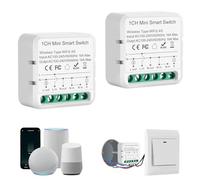 Interrupteur WIFI, 16A Interrupteur Connecté, 2.4G Smart Elais Module Compatible avec Tuya/Smart Life APP, Mini Smart Switch compatible avec Alexa/Assistant, Conducteur Neutre Nécessaire