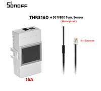 interrupteur Wifi intelligent TH Elite 16A 20A,contrôle de la température et de l'humidité avec écran LCD,Mode automatique,contrôle de la maison - Type Sonoff TH16A DS18B20