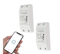 Interrupteur WIFI, Interrupteur Connecté Compatible avec Alexa, Alexa Interrupteur Lampe avec Tuya Smart Life APP, Montage Encastré Dans le Socle, Conducteur Neutre Nécessaire (paquet de 2)
