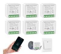 Interrupteur WIFI, Interrupteur Connecté Compatible avec Alexa, Alexa Interrupteure Lampe avec Tuya Smart Life APP, Montage Encastré Dans le Socle, 2 Voies, Conducteur Neutre Nécessaire (6 pièce)
