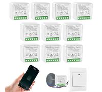 Interrupteur WIFI, Interrupteur Connecté Compatible avec Alexa, Alexa Interrupteure Lampe avec Tuya Smart Life APP, Montage Encastré Dans le Socle, 2 Voies, Conducteur Neutre Nécessaire (10 pièce)