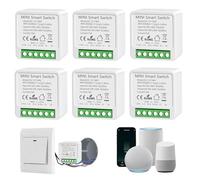 Interrupteur WIFI, Interrupteur Intelligents Alexa, Interrupteur Connecté avec Tuya et Smart Life APP, Mini Smart Switch Module, Montage Encastré, Conducteur Neutre Nécessaire (6 pièces)