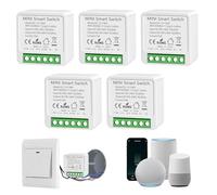 Interrupteur WIFI, Interrupteur Intelligents Alexa, Interrupteure Connecté avec Tuya et Smart Life APP, Mini Smart Switch Module, Montage Encastré, Conducteur Neutre Nécessaire (5 pièces)