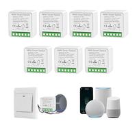 Interrupteur WIFI, Interrupteur Intelligents Alexa, Interrupteure Connecté avec Tuya et Smart Life APP, Mini Smart Switch Module, Montage Encastré, Conducteur Neutre Nécessaire (7 pièces)
