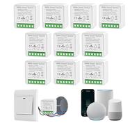Interrupteur WIFI, Interrupteur Intelligents Alexa, Interrupteure Connecté avec Tuya et Smart Life APP, Mini Smart Switch Module, Montage Encastré, Conducteur Neutre Nécessaire (10 pièces)