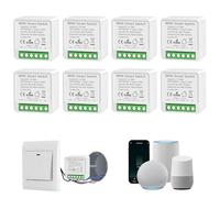 Interrupteur WIFI, Interrupteur Intelligents Alexa, Interrupteure Connecté avec Tuya et Smart Life APP, Mini Smart Switch Module, Montage Encastré, Conducteur Neutre Nécessaire (8 pièces)