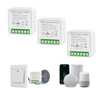 Interrupteur WIFI, Interrupteur Intelligents Alexa, Interrupteure Connecté avec Tuya et Smart Life APP, Mini Smart Switch Module, Montage Encastré, Conducteur Neutre Nécessaire (3 pièces)