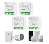 Interrupteur WIFI, Interrupteur Intelligents Alexa, Interrupteure Connecté avec Tuya et Smart Life APP, Mini Smart Switch Module, Montage Encastré, Conducteur Neutre Nécessaire (4 pièces)