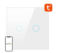 Interrupteur Wifi tactile Avatto Ts02-Eu-W2 Double Tuya (Blanc)