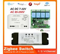 interrupteur Zigbee Switch Module de relais intelligent Tuya Zigbee 3.0, 1/2/4CH, 12V 24V 220V, Module Zigbee Garage ,zigbee Relay curtain switch ,RF433Mhz , fonctionne avec Alexa,Hub Zigbee requis