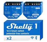 Shelly 1 Gen3 - Interrupteur connecté Wi-Fi à contacts secs, 1 canal - 16A, Commande à distance éclairage par app, Compatible avec Alexa et Google Home, Aucun Hub Requis, Puce Shelly 8MB - Lot de 2