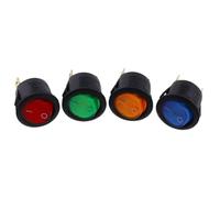 Interrupteurs à bascule 4 pièces, interrupteur à bascule rond KCD1 5V-12V/220v marche/arrêt, tableau de bord de voiture éclairé par LED/204(4Pcs Red)