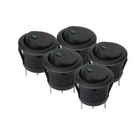 Interrupteurs à bascule à Luminescence étanches, 5 pièces/ensemble, interrupteur à bascule rond, bouton-poussoir marche/arrêt pour lumière LED 12V, pour voiture(20MM-Green A)