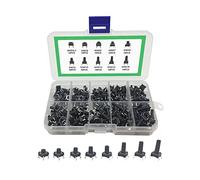 Interrupteurs à Bouton-poussoir Tactile,100PCS Kit Assortiment d'Interrupteurs Tact Switch,4 Broches Interrupteur à Bouton Poussoir Tactile,Bouton-poussoir Momentanés à 4 Broches,Interrupteur Poussoir