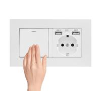 Interrupteurs Avec Prise De Courant,Installation Rapide Et Design Encastré - Interrupteurs Muraux Avec Prise - pour Chambre Salon Salle de Bain Cuisine Dortoir Appartement Maison et Jardin Intérieur