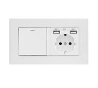 Interrupteurs Avec Prise De Courant | Installation Rapide et Facile,Interrupteurs Muraux Avec Prise,pour Appartement et Maison Intérieur Jardin et Cour Chambre Salon Cuisine et