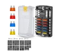 Interrupteurs de démarrage d'allumage de voiture Boîte à fusibles lame 6/12 voies pour voiture et bateau, indicateur LED 12 V 32 Commutateur à clé de Démarreur(12 Ways Fuse Box)