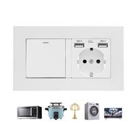 Interrupteurs Électriques Avec Prise - Accessoires Maison Résistants Aux Rayures - Interrupteurs Muraux Avec Prise - Pour Maison Intérieur Jardin Cour Chambre Salle De Bain Cuisine Dortoir Appartement