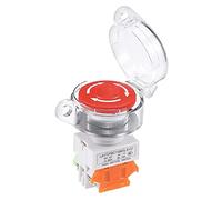 Interrupteurs électromagnétiques Interrupteur à bouton-poussoir d'arrêt d'urgence à verrouillage champignon 22mm rouge avec couvercle étanche 1NO 1NC Installations électriques (Color : Button Waterpr