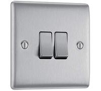 Interrupteurs et prises légers en acier brossé BG -Gamme complète d’inserts en chrome satiné gris, NBS42-01, 240.00V