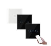 Interrupteurs muraux tactiles en verre avec télécommande for la maison 1/2/3G(Gold,3-Gang,Tuya App)